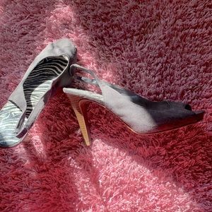 Barely worn open toe grey suede size 9 heels